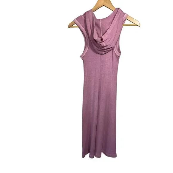 HARD TAIL Women's Pre-Shrunk Cotton Hooded Sleeveless Midi Dress Pink One Size - Picture 5 of 7
